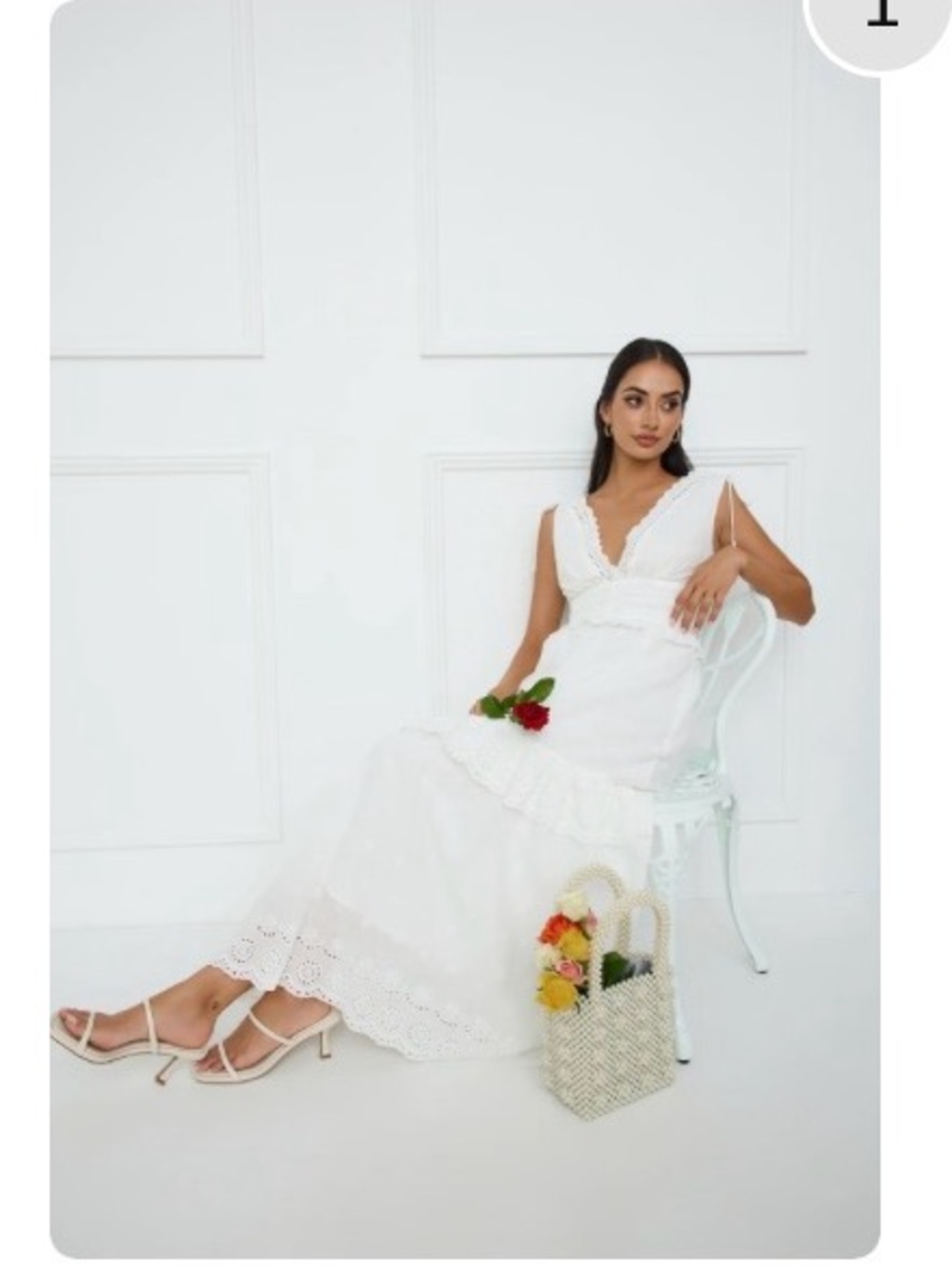 Hello Molly White Eyelet Lace Maxi Dress